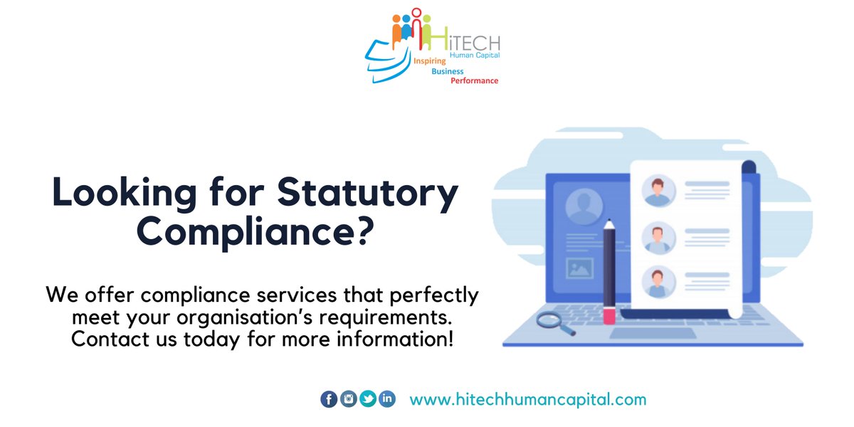 HumanHitech's tweet photo. Looking for statutory compliance ?
Contact us today https://t.co/P3yU1g2Lbu
#attendance #consultancy #Statutorycompliance #HRconsultant #HR #HRmanagement #thirdpartypayroll #payroll #taxmanagement #PF #ESIC #PT #lwf #legalcompliance #Law #labourlaw https://t.co/hW3KmgqpVz