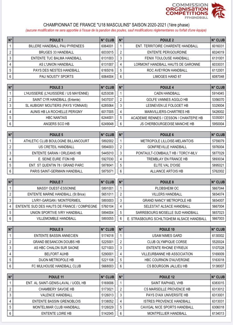 CompiegneHBC's tweet image. -18 France : La Pao est devenue l’entente Sud Haut de France, ce sera la poule 7 pour les jeunes. De belles rencontres en perspective ! 🤾‍♂️