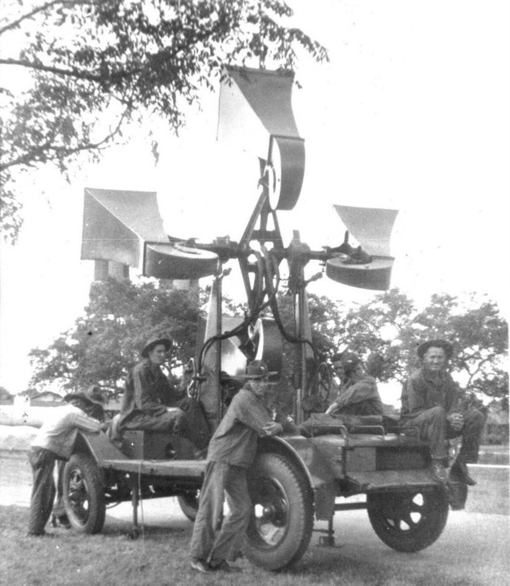 Trivia- can you identify this crazy looking contraption used by the old 203rd Anti-Aircraft Regiment?  On the back of the photo it is dated 1938 and says Ft. Barrancas, Pensacola, Florida, annual training.