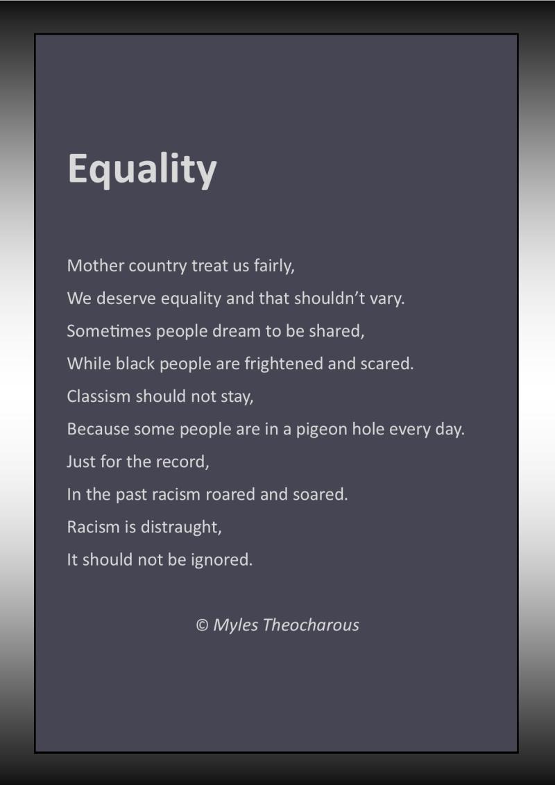 HazelT_Trainer's tweet photo. My son wrote this heartfelt poem on #Equality. Very proud mum. #togetherwearestronger #EveryLifeMatters #DiversityandInclusion https://t.co/DZ7k8JAL4j