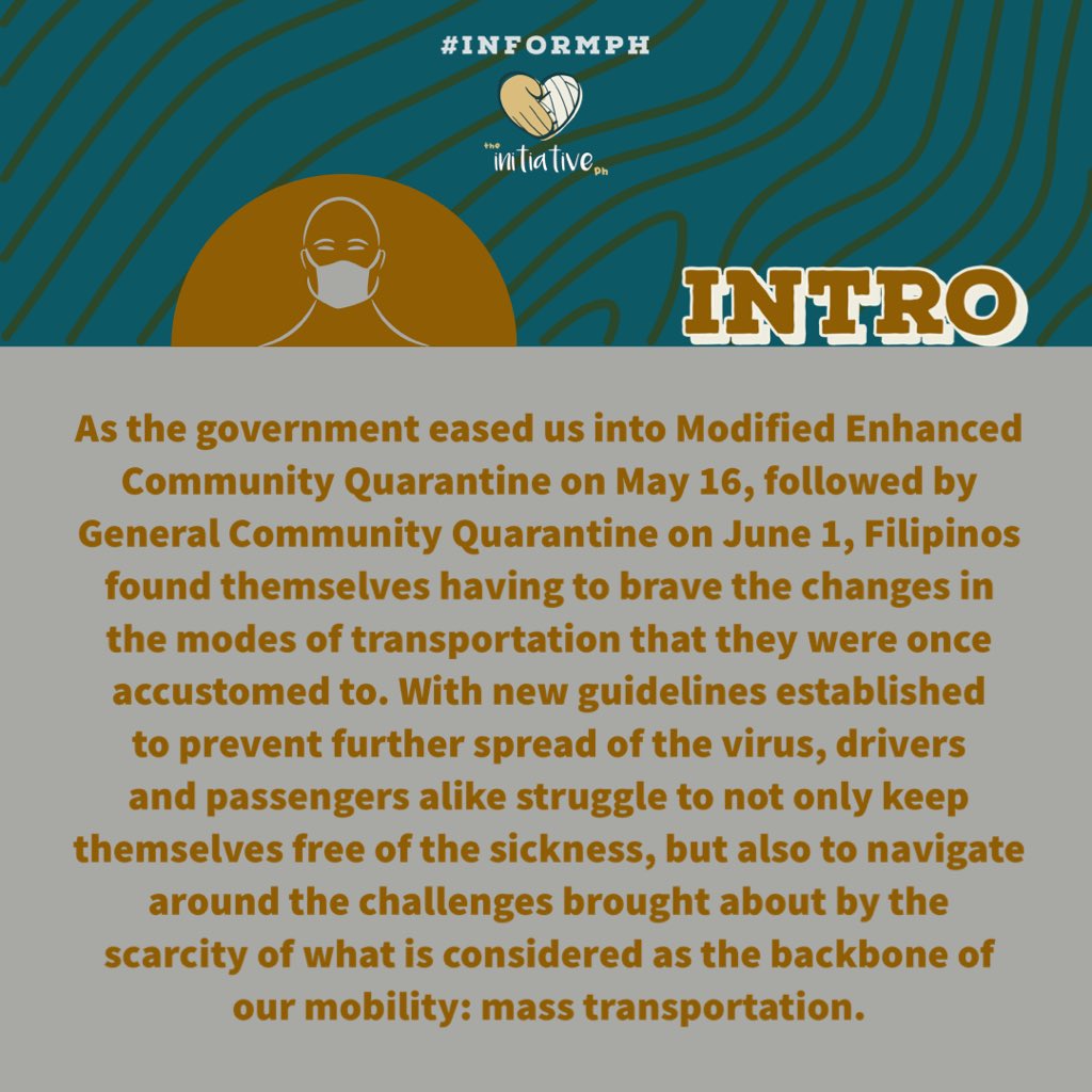 theinitiativeph's tweet photo. “The Road Less Traveled: Transportation and Mobility in the Midst of COVID-19” seeks to answers questions that paint a picture of our country in the absence of the vehicles that run it.   

 Full article : https://t.co/jdu9mlxCIt

#InformPH
Article by : Levante
Pubmat by : Ga Nad https://t.co/5KMdkAoWR5