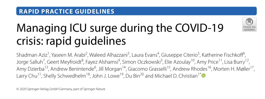 Managing ICU Surge During the COVID-19 Crisis: Rapid Guidelines

 #COVID__19 #coronavirus #COVID #FOAMed #FOAMcc