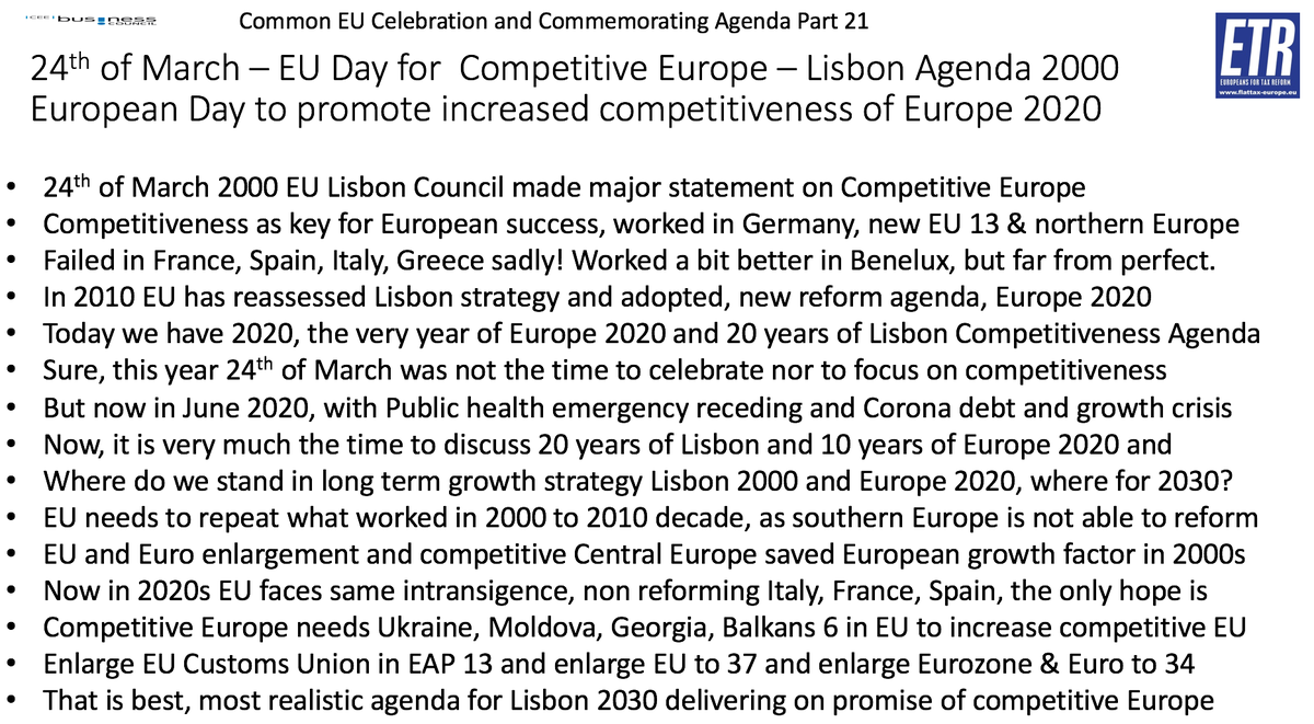 ETR is calling for #CompetitiveEurope to be celebrate each 24th of March - and now in June please @vonderleyen @eucopresident @EP_President we have 20 years of #LisbonAgenda where is our competitiveness? @ThierryBreton @VDombrovskis @PaoloGentiloni @ZelenskyyUa @Denys_Shmyhal