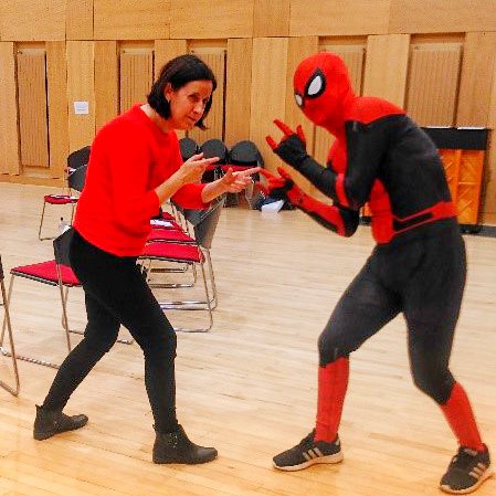 dramatheatremic's tweet photo. Reason#8
Most of the time we have important work to do. But we know how to have a little fun too. Being playful is at the heart of good drama learning, of being human & of learning how to take risks. Here’s Spiderman v Fiona McDonagh. Fiona won (sorry Jack 😉)
#30ReasonsWhy https://t.co/KYV0NhEnaz