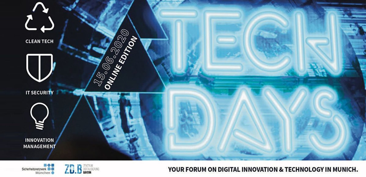 fortiss is proud to be part of the virtual #TechDays 2020 on June 15. fortiss scientists will cover the topics of #InnovationManagement #SmartEnergy #smartcity & #DigitalEnergyTwin
Join us: fortiss.org/en/events/tech…
#startup #founders #itsecurity #energy
@ZDBayern @BayernInnovativ