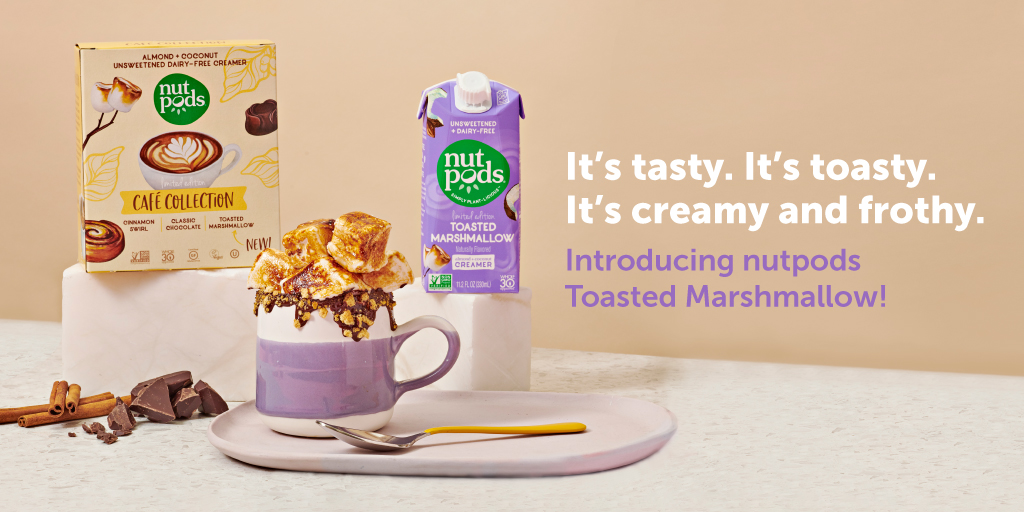 it’s tasty. it’s toasty. it’s creamy and frothy. it's nutpods Toasted Marshmallow! get it first in the Cafe Collection with Classic Chocolate &amp; Cinnamon Swirl. coming to Amazon and nutpods.com (only) June 15th. mark your calendars ☕️!