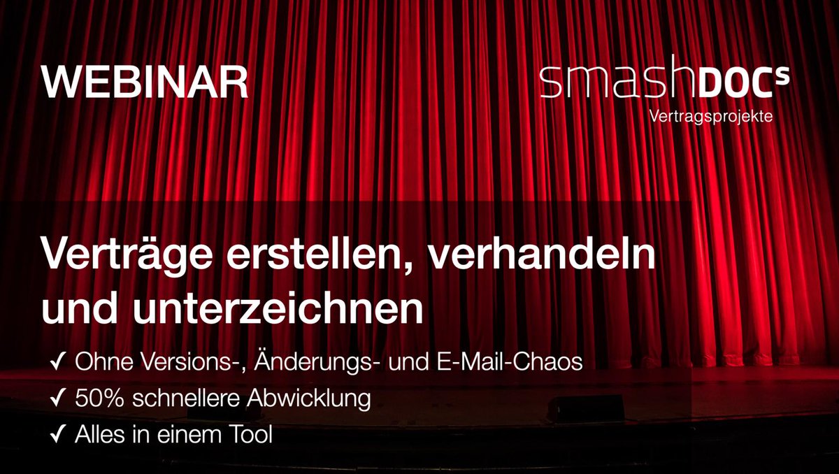 smashdocs's tweet image. Einladung zum Webinar am 10.6. um 11 Uhr
Jetzt anmelden unter: bit.ly/2XQ5Qtb 
Sie werden staunen 🙂
#digitaletransformation #documentmanagement #vertragsmanagement #geschäftsprozesse #documentgeneration #microsoftword #documentassembly #smashdocs #innovation