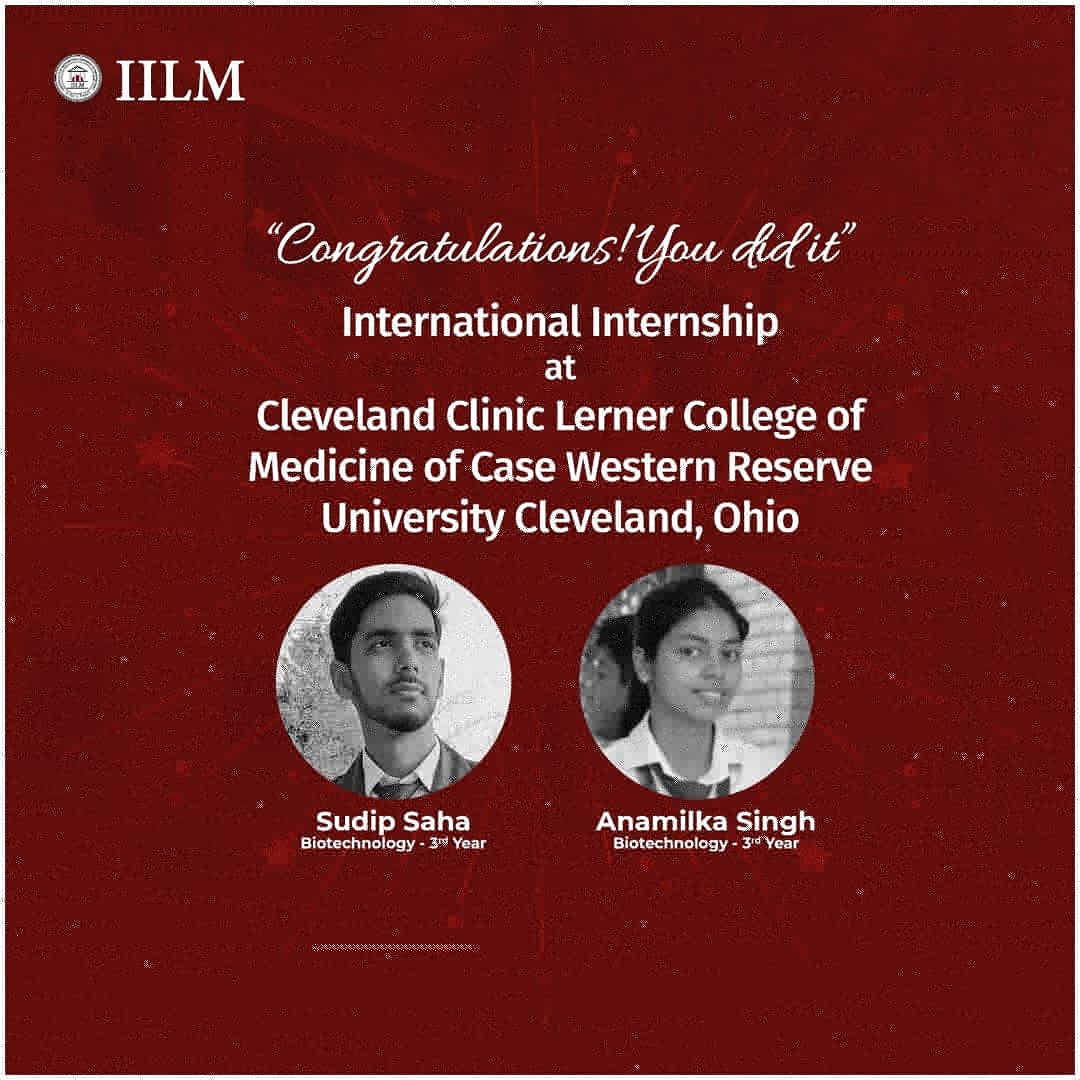 IilmEngineering's tweet photo. Nothing is better than seeing our students achieving the highest! 
We congratulate our students for the international internship offers at
1) VIB Center for Medical Biotechnology, Belgium.
2) Cleveland Clinic Lerner College of Medicine, Ohio.
#iilm #iilmgreaternoida https://t.co/mvbLp9u2oy