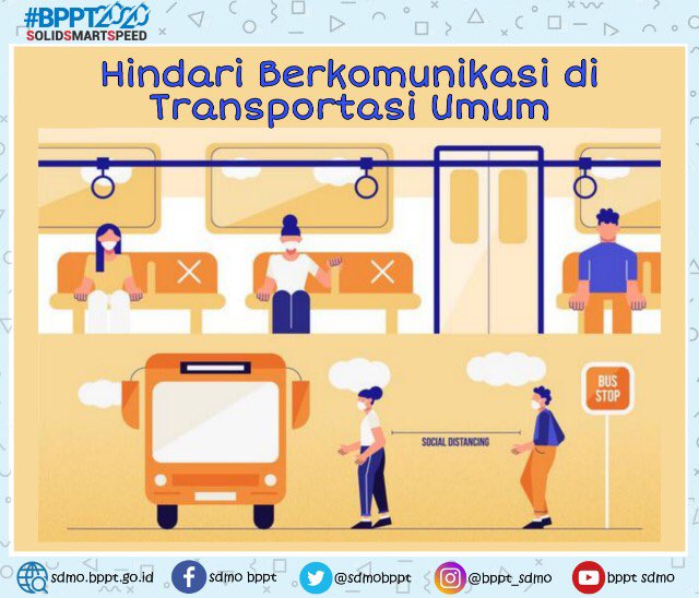 SdmoBppt's tweet photo. Berkomunikasi dengan sesama pengguna transportasi umum ataupun menggunakan telepon genggam berpotensi menyebarkan Covid-19 yang ditularkan melalui droplet
Maka dari itu, ayo hindari berkomunikasi saat menggunakan transportasi umum dan jangan lupa selalu jaga jarak ya
#bpptsdmo https://t.co/jDWwkU0oQ8