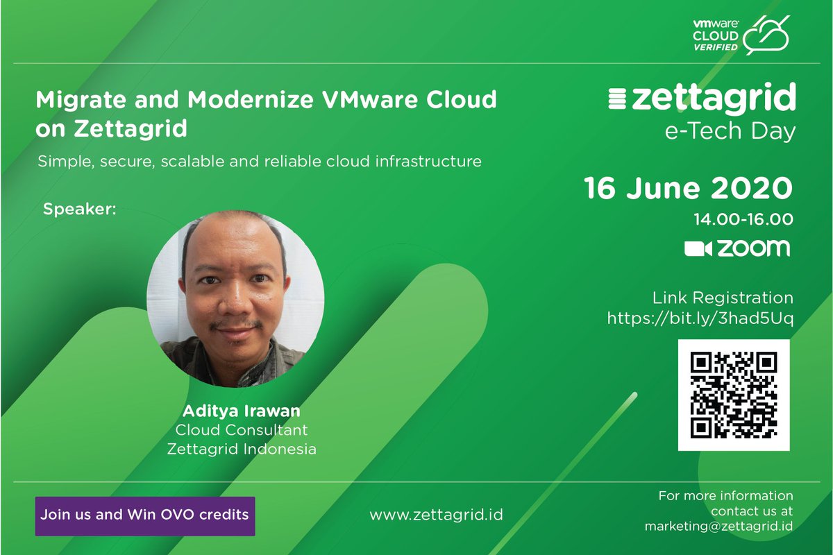 ZettagridID's tweet photo. Join us and learn on how to develop and deploy your VMware Cloud on Zettagrid on our e-Tech Day "Migrate and Modernize VMware Cloud on Zettagrid: Simple, secure, scalable, and reliable cloud infrastructure" 
link: https://t.co/V46w1bLxIW 
#ITworkshop #freeworkshop https://t.co/ZnoBRhI5fb