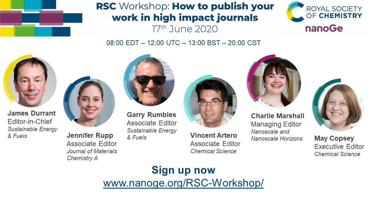Registration now open: Join us on 17 June for a special <a href="/RoySocChem/">Royal Society of Chemistry</a> workshop on how to publish in high impact journals. Register here for free: nanoge.org/RSC-Workshop