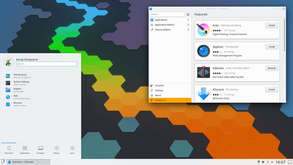 KdeNeon's tweet photo. Our favourite desktop has released a new version and is looking slick.  It's on KDE neon now.
https://t.co/76E9S3TohQ https://t.co/CV3kjVdXPg