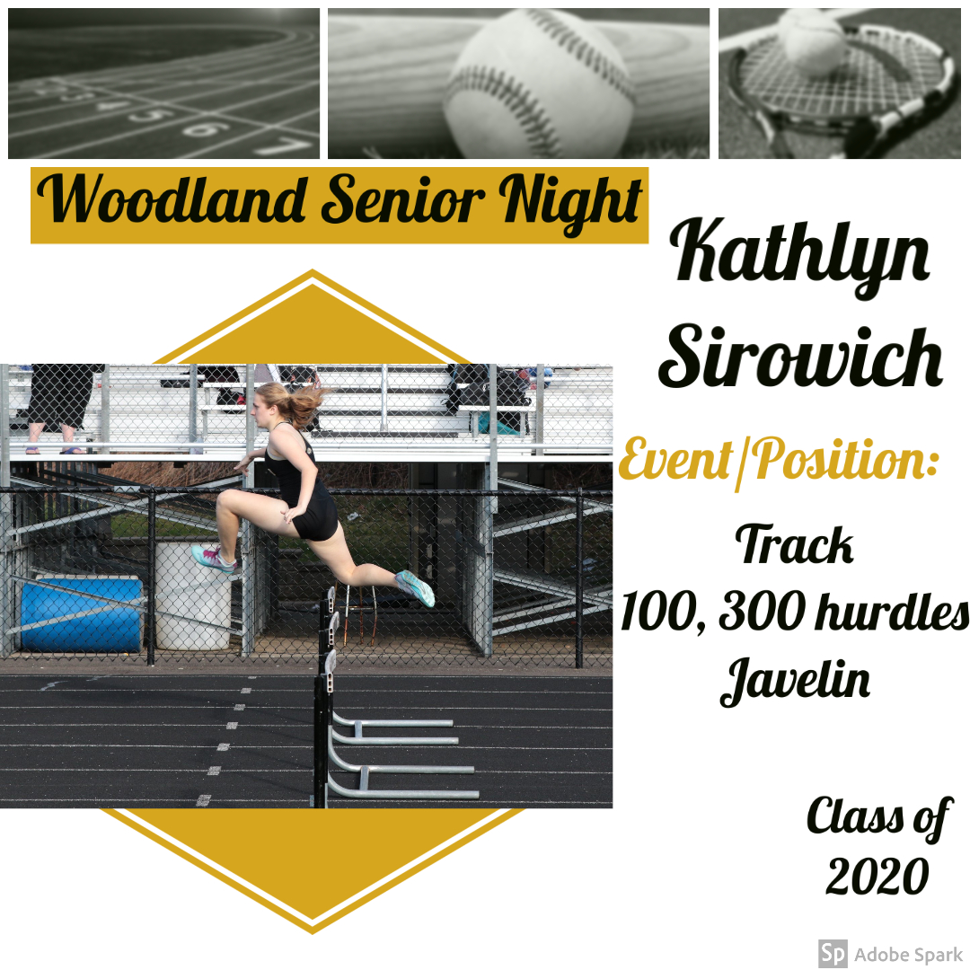WRHShawks's tweet photo. Katie Sirowich is the essence of perserverence. She qualified for both the javelin and hurdles in the NVL her sophomore year. However, not even an injury her junior year could keep her from being a supportive teammate. Happy Senior Night Katie! #WoodlandSeniorNight #GoHawks https://t.co/DnTE74lovN
