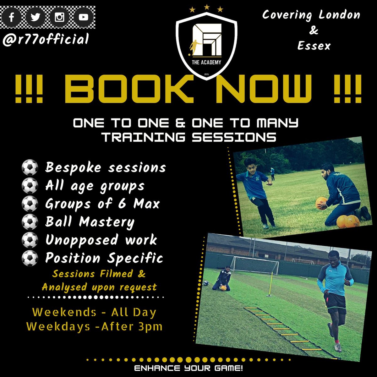 DM for bookings in East London and Essex! #EnhanceYourGame