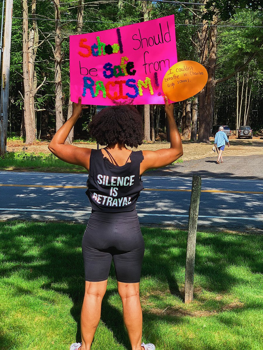 memphislc's tweet photo. I was called the n word, told my opinion doesn’t matter because I’m black, tried to gain help from administrators + more, not one person helped me. I’m happy to stand and protest against the maltreatment of black chariho students and dissmissal of their feelings because #blm ✊🏾🖤 https://t.co/WQGFYZX0tr
