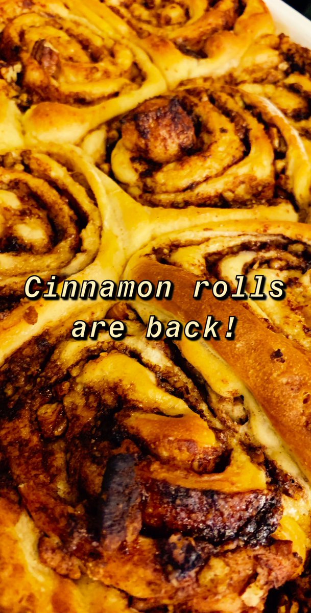 JunePlum876's tweet photo. They’re back!! Our cinnamon, pecan rolls made by Toby!
#cinnamonrolls #cinnamon #cheftoby https://t.co/BeRIACFOex