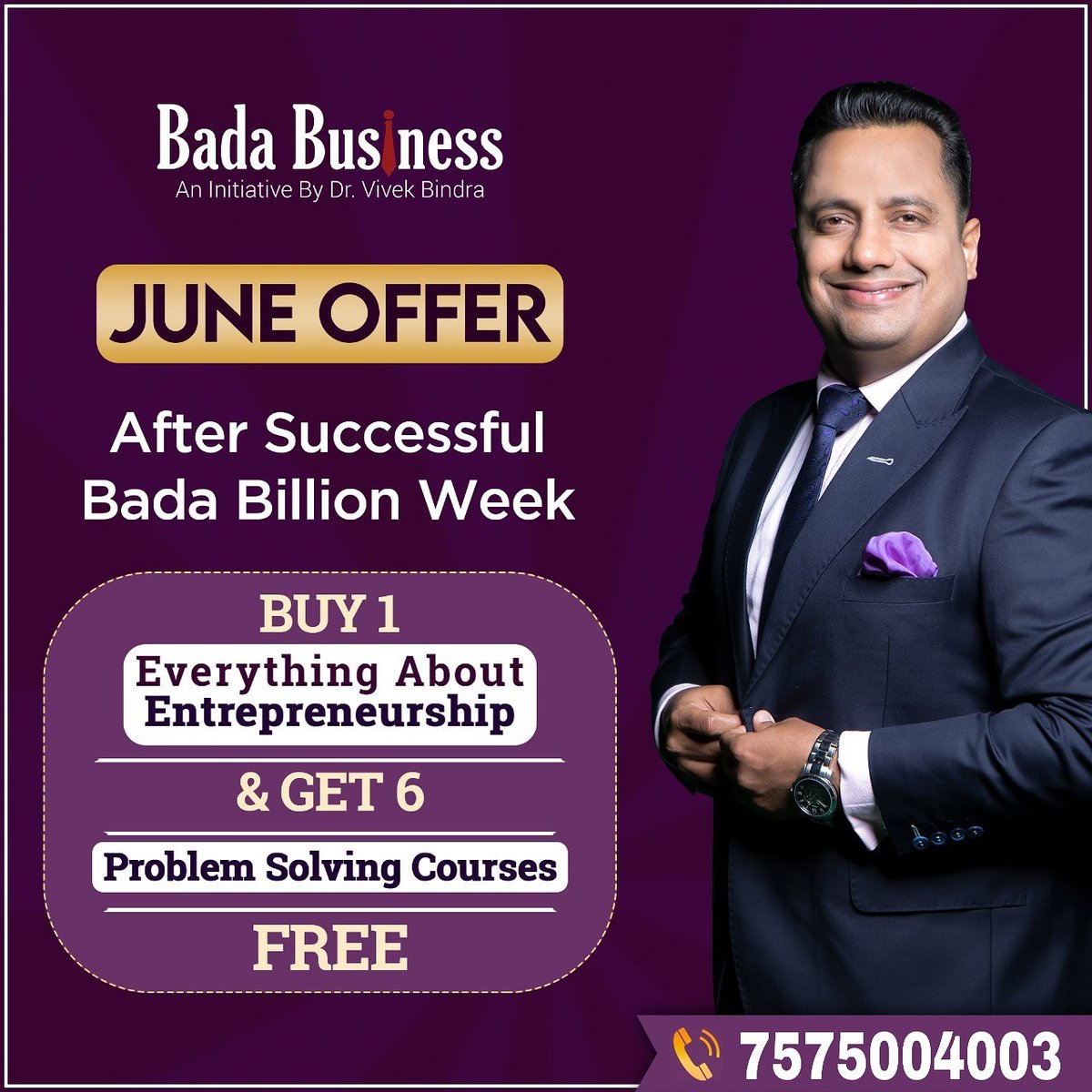 BadaGandhinagar's tweet photo. *June Offer*
After Successful Bada Billion Week
"Buy 1 Everything About Enterpreneurship & Get 6 Problem Solving Courses *Free*"
📞 - 7575004003
#drbindra #vivekbindra #badabusiness #badabusinesspvtltd #businessconslting #business #solution #motivation #sales #salesstratergy https://t.co/VmzYta7UZV
