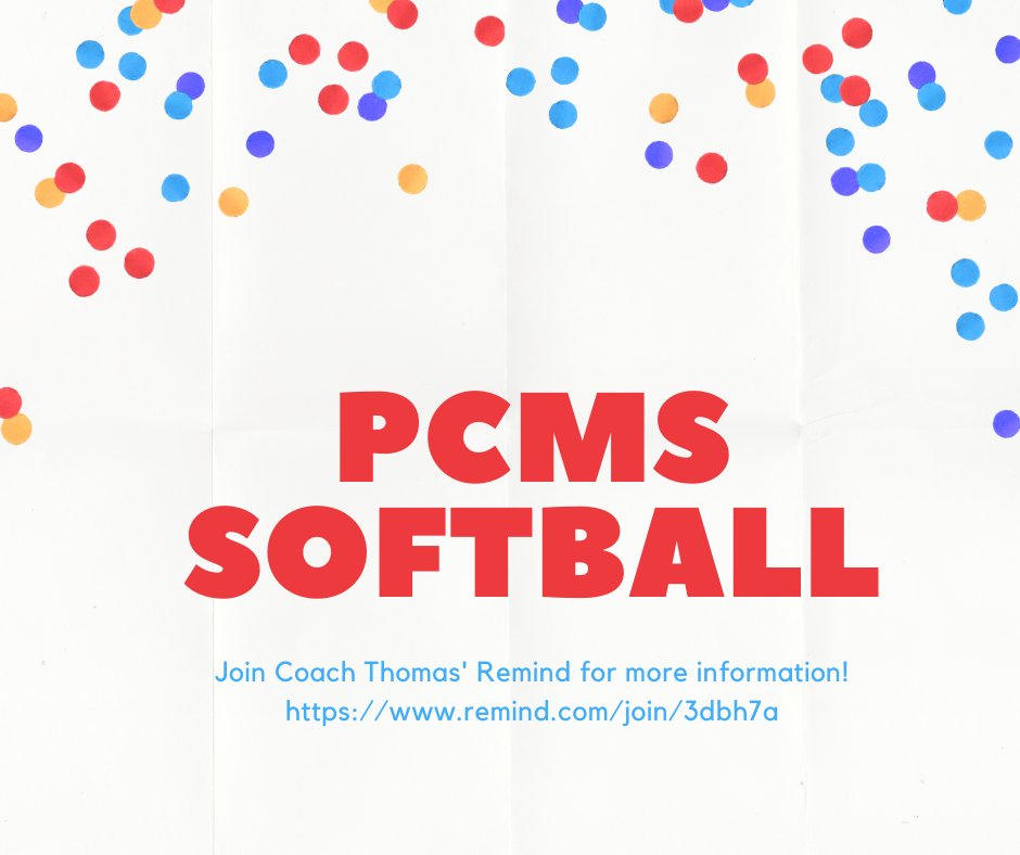 PutnamMiddle's tweet image. Interested in playing softball? Join Coach Thomas' Remind to keep up with the latest information.