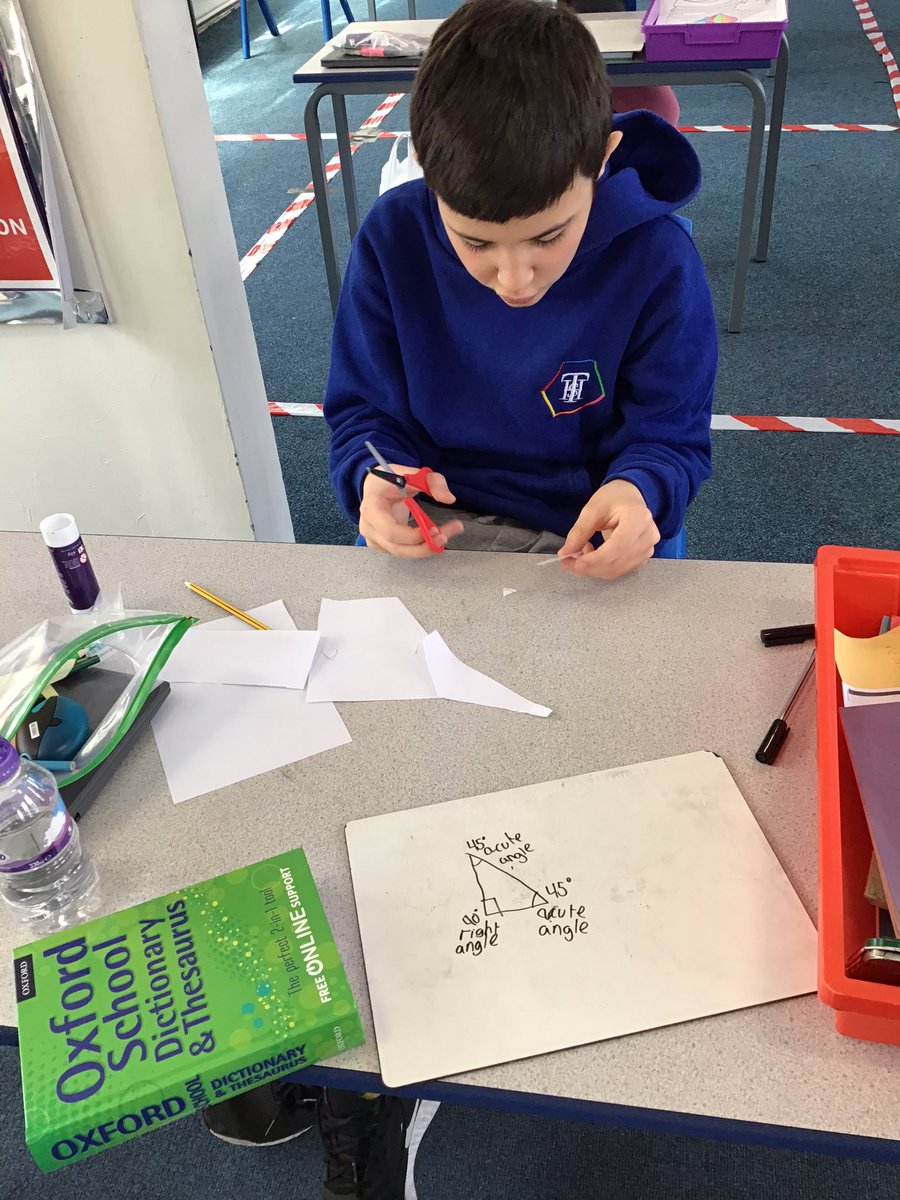 TH_Year6's tweet photo. We have been working hard this morning finding out about angles in triangles with @WhiteRoseMaths #THlearn6 https://t.co/57cl3O4RIu