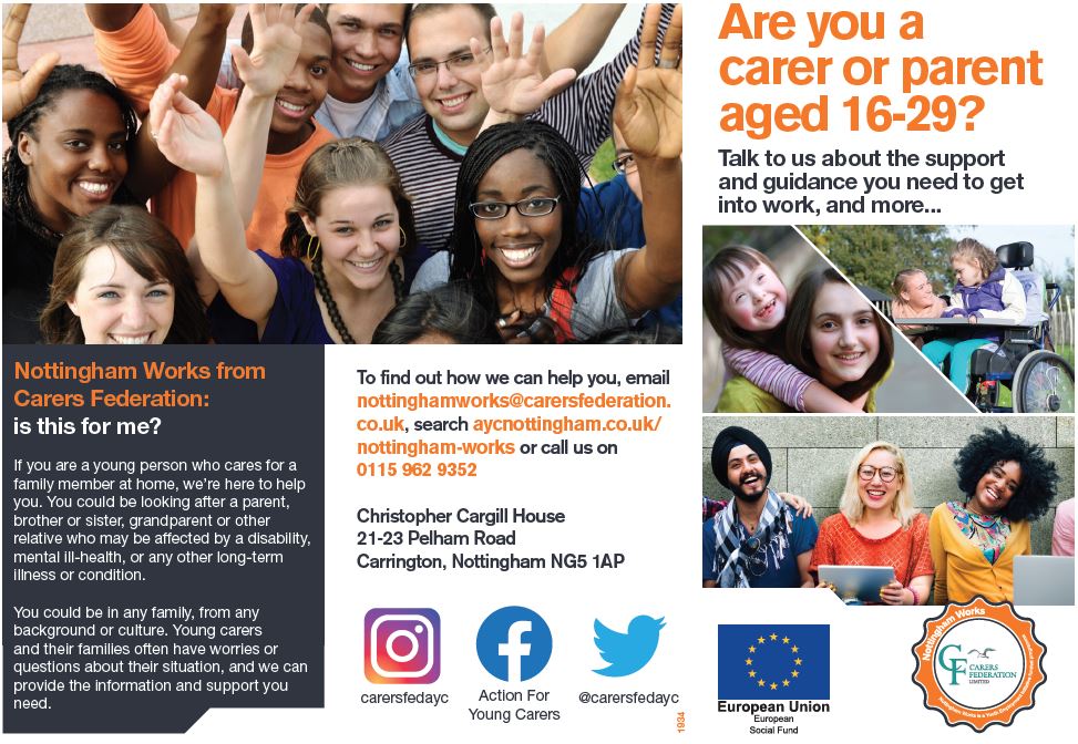 carersfedayc's tweet photo. We are here with @nottmjobs to support carers aged 16-29 to get the support and guidance they need to get in to work and much, much more. Visit: https://t.co/34HPo9yHBM #nottinghamworks #carersweek #CarersWeek2020 @NottinghamCVS https://t.co/P6sUL0ui83