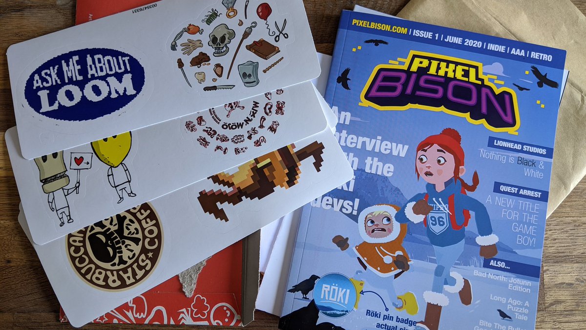 VillainyVS's tweet photo. I love post day... The first edition of #PixelBison with a Röki feature, and new #swag 💌 to give to subscribers.
@GameMagEditor @PolyTreehouse
@redbubble #röki https://t.co/9RIcZtxCe2