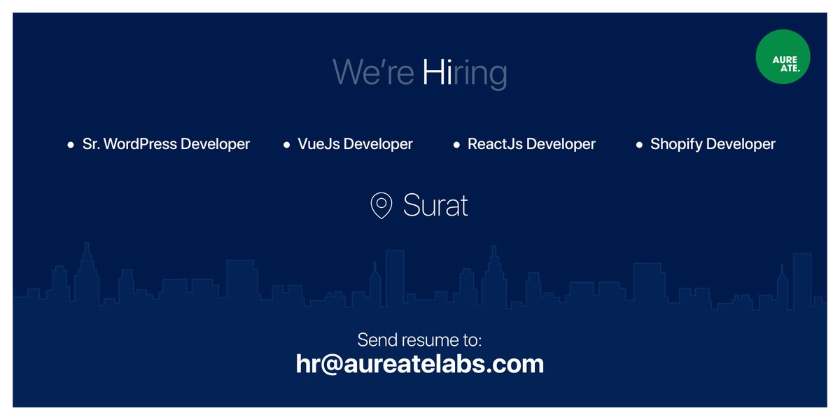 Are you an eCommerce enthusiastic? Then our team is waiting for you.
Details:
Position: Sr. #Developers
Experience: Min. 3 years
Salary: No bar for the right candidate
Location: Ring Road, Surat
Apply: aureatelabs.com/career-at-aure…
Email: hr@aureatelabs.com
#job #VueJS #hiring #reactjs