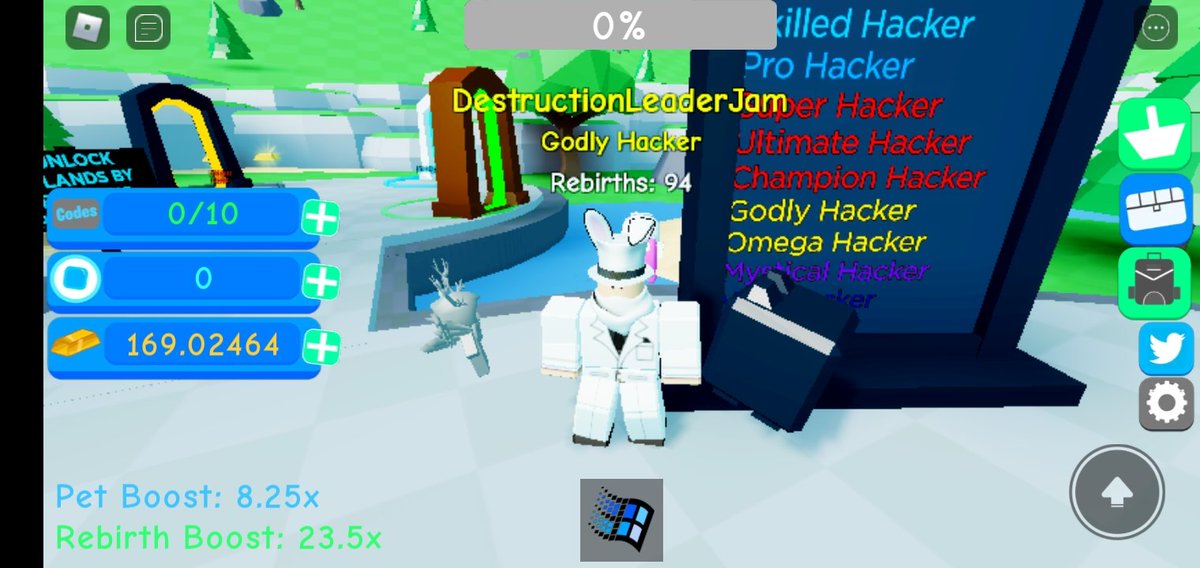 Destructicals's tweet photo. After a lot of grinding, ive finally made it to the secons to last stage on #CodeClicker #Roblox @Cyberify1 @Keithchong14A https://t.co/wMqVigbzCT