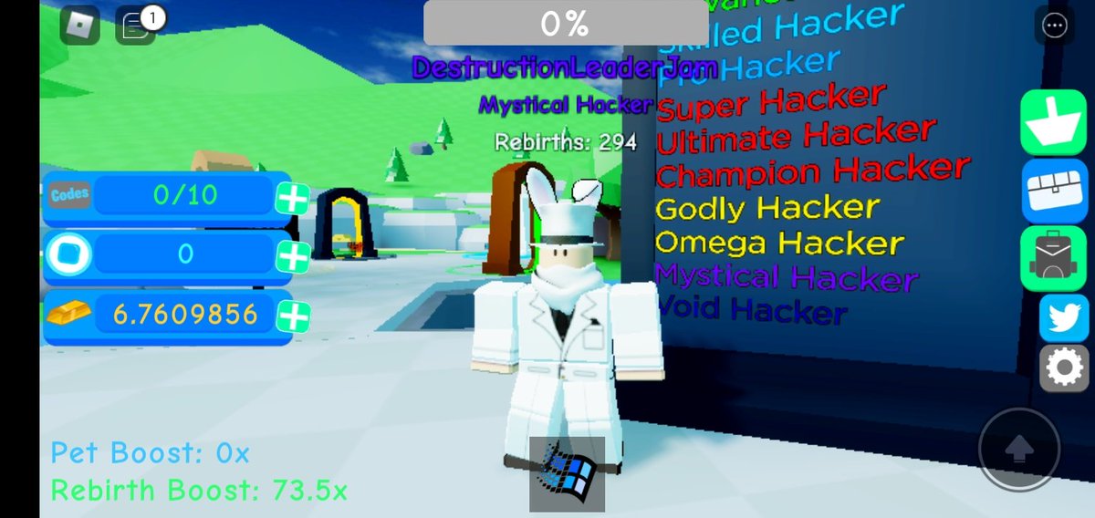 Destructicals's tweet photo. After a lot of grinding, ive finally made it to the secons to last stage on #CodeClicker #Roblox @Cyberify1 @Keithchong14A https://t.co/wMqVigbzCT