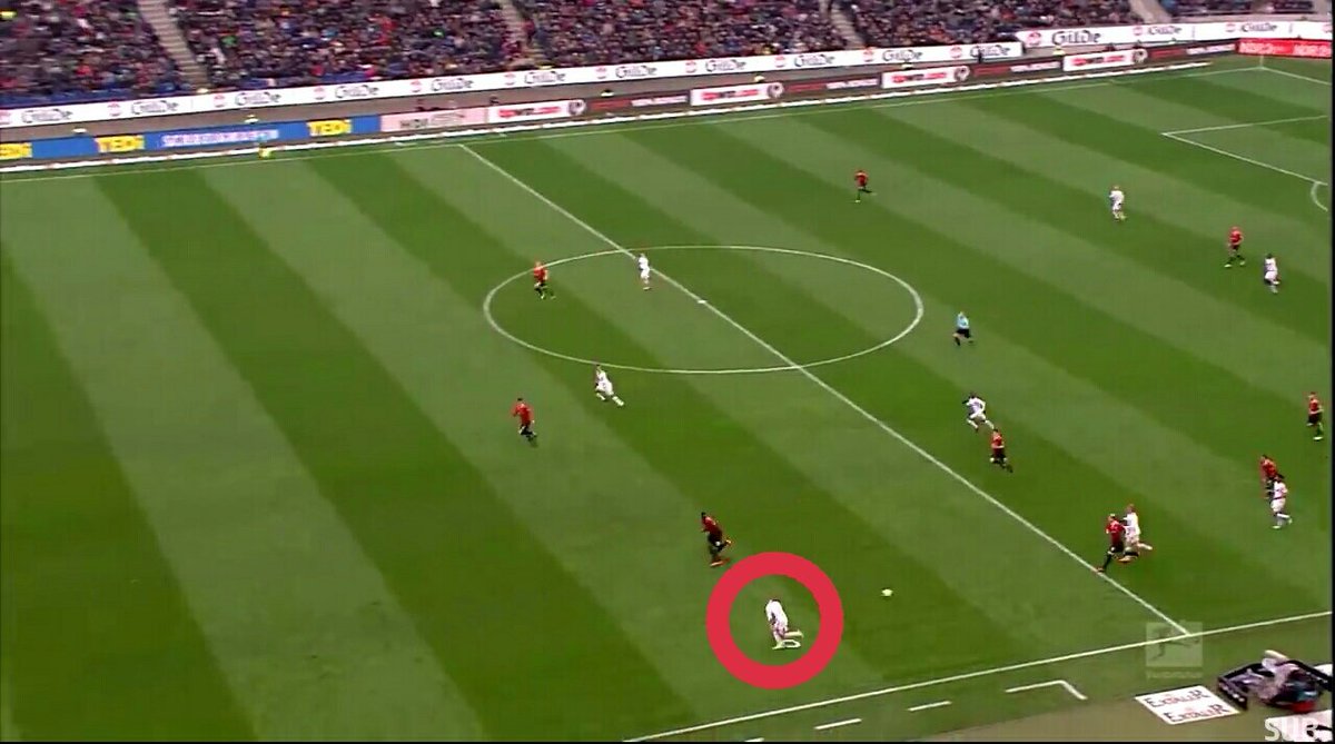 This is because Werner likes to receive the ball with his back towards the touchline and his turning angles in the range of his peripheral vision rather than his back towards his own goal and under pressure from giant defenders.