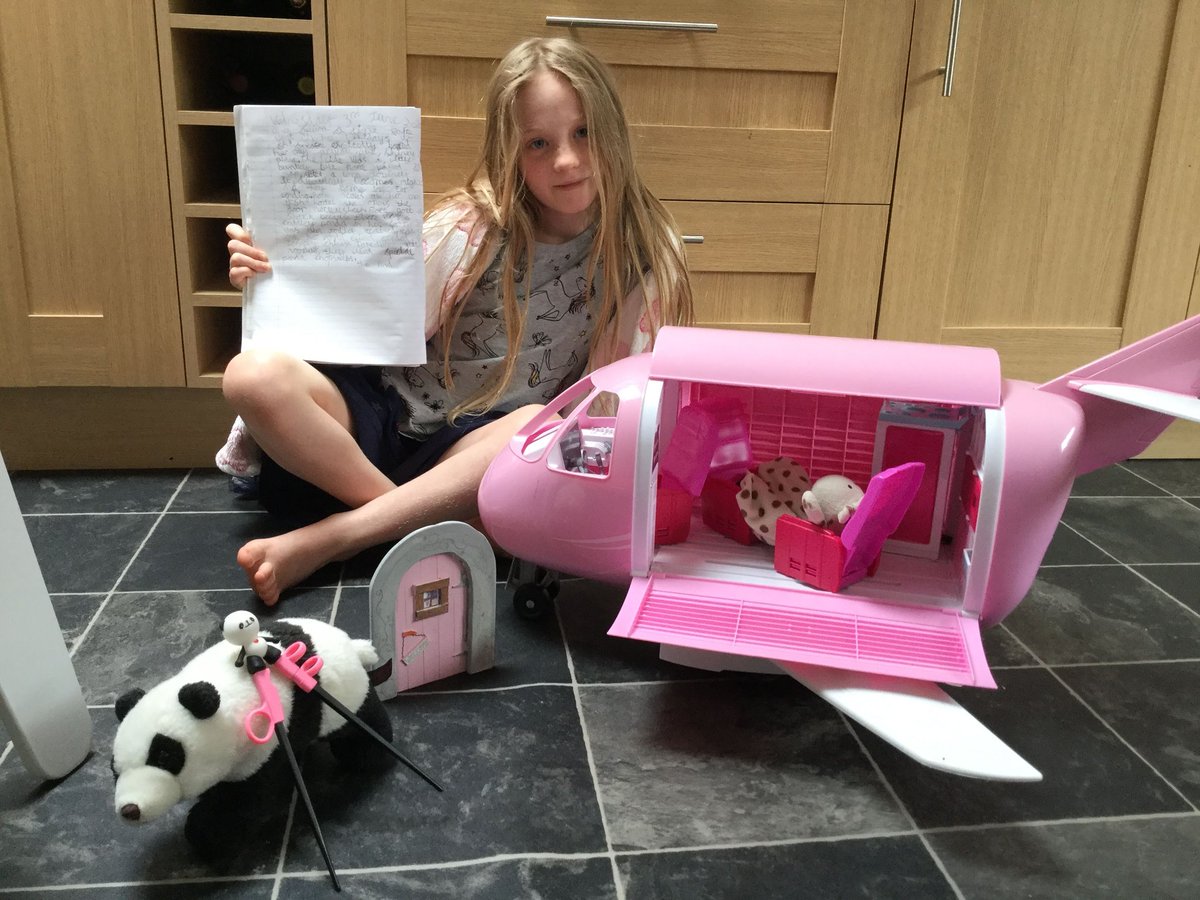 ClaireB787's tweet photo. Choosing 5 items from around the house and making a story with them. 🦒🛩🐼🧚‍♀️🥢 @HuttonCran @MissR_HCPS #hccpshomelearning https://t.co/Qmmtn4r17H