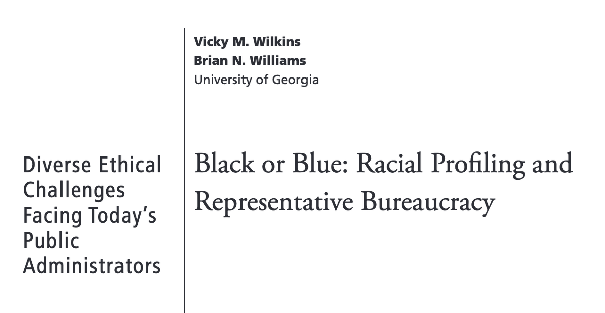 124/ "Pressure to conform to the organization ... weighs heavily on black officers and affects their attitudes and ultimately their behavior. ... We provide evidence that institutional factors, such as socialization, can reverse the benefits of passive representation."