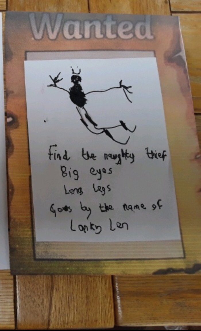 Our book this week is #whattheladybirdheard by #Juliadonaldson. The Rabbits were challenged to design a wanted poster for one of the villains using descriptive text. Brilliant work ‘B’!! ⭐️ ‘Lanky Len’ had better watch out!!! #Eyfsreadingandwriting #oxfordowl #lovetoread