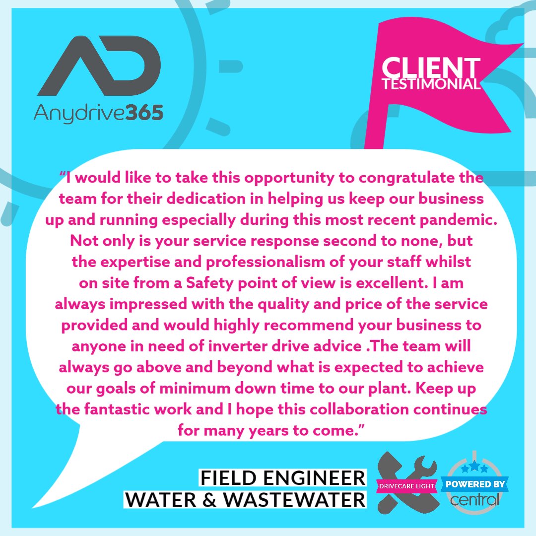 AnyDrive365's tweet photo. Our drives engineers are the best in the business, here's what one customer had to say about them recently. Our #drivecarelight package is available for just £59 per month. Contact us today to find out more.
-
-
#variablespeeddrive #inverter #frequencyconverter #vsd #driveservice https://t.co/m05wZH67fW
