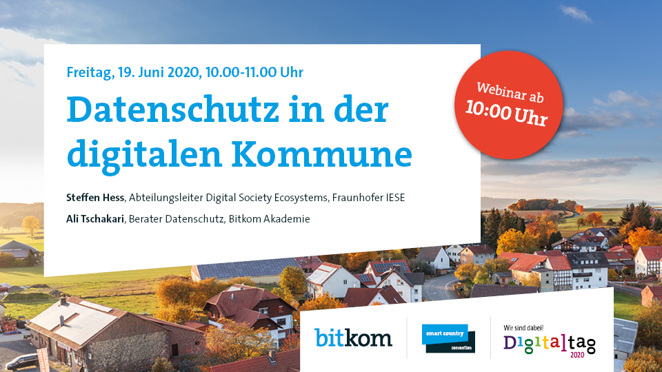 Was müssen Kommunen beim Datenschutz beachten? In unserem kostenfreien #Webinar am <a href="/DigitaltagDE/">Digitaltag</a> geben <a href="/steffenhess/">Steffen Hess</a> (<a href="/FraunhoferIESE/">Fraunhofer IESE</a>) &amp; Ali Tschakari (@BitkomAkademie) einen Überblick zu den grundlegenden Anforderungen des Datenschutzes in der #SmartCity bit.ly/3h9v3q4
