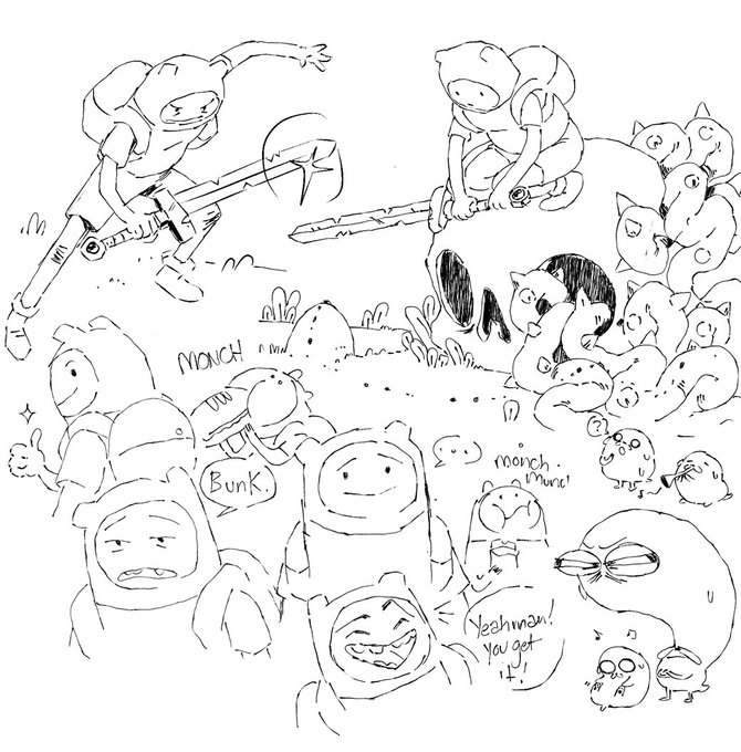 Some breakfast doodles as I horf down a burrito while messing with this brush: https://t.co/hVeUgcOTZ2 