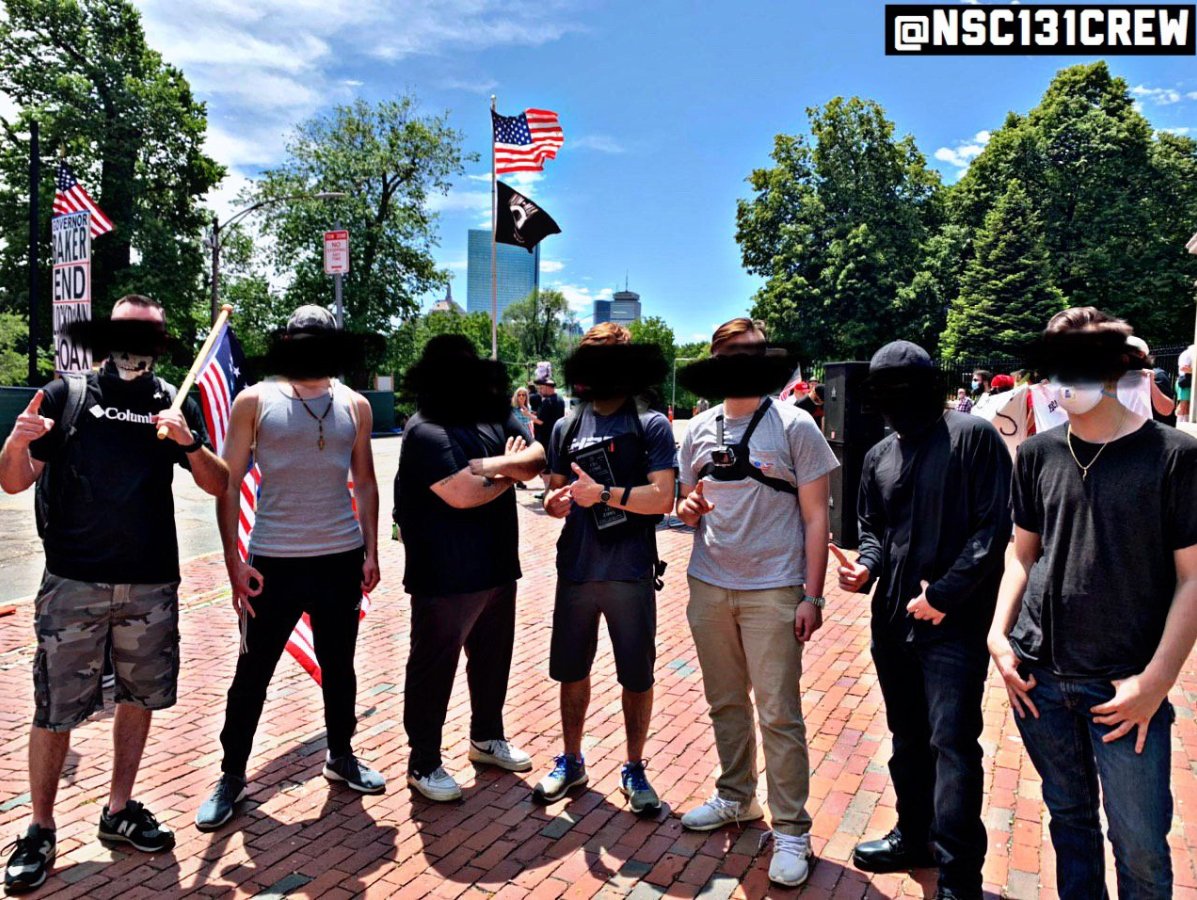8/ The second is forming deep ties with Super Happy Fun America, the alt-light group that sponsored the Straight Pride Parade in August 2019, and has been co-organizing the Reopen rallies in Massachusetts.Last week, the NSC-131 did security for SHFA at a Reopen rally.