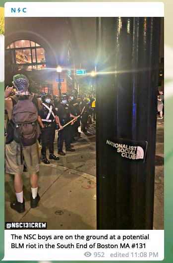 7/ Last week, they showed up at a Boston Black Lives Matter event to skulk around and try to intimidate protesters.