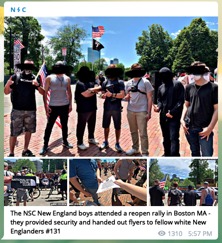 8/ The second is forming deep ties with Super Happy Fun America, the alt-light group that sponsored the Straight Pride Parade in August 2019, and has been co-organizing the Reopen rallies in Massachusetts.Last week, the NSC-131 did security for SHFA at a Reopen rally.