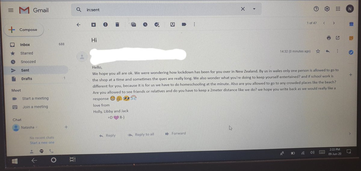 natash_02's tweet photo. Holly, Libby &amp; Jack have sent an email to their auntie, uncle and cousins all the way over in New Zealand to see how life in lockdown has been for them. 🌏
@CoedGlas2020 @CoedGlas @CoedGlas2023 @Greg88williams https://t.co/WibfZNlOKQ