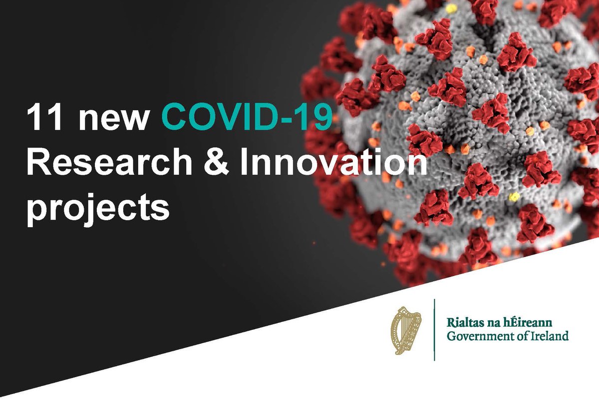 Minister <a href="/HHumphreysFG/">Heather Humphreys</a> <a href="/EnterInnov/">Dept_Enterprise</a> announces 11 COVID-19 research and innovation projects, building on previous investment sfi.ie/research-news/… #CovidResearchIreland @merrionstreet <a href="/JohnHalligan/">John Halligan</a> <a href="/WeAreTUDublin/">TU Dublin / OT Baile Átha Cliath</a> <a href="/UCC/">UCC Ireland</a> @nuigalway <a href="/UL/">University Of Limerick</a> <a href="/MaynoothUni/">Maynooth University</a> <a href="/waterfordit/">OConnellSchool</a> <a href="/ucddublin/">University College Dublin</a> <a href="/tcddublin/">Trinity College Dublin</a>
