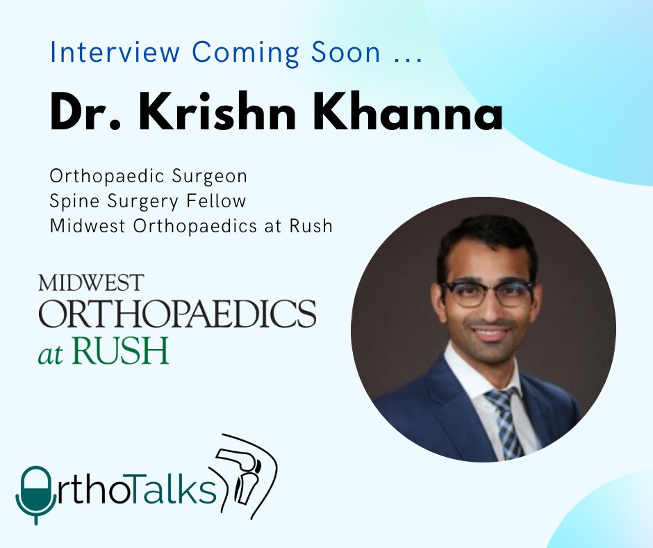 Interview with Dr. Krishn Khanna <a href="/MOR_Docs/">Midwest Orthopaedics at Rush</a> coming soon! #MedStudentTwitter #orthotwitter