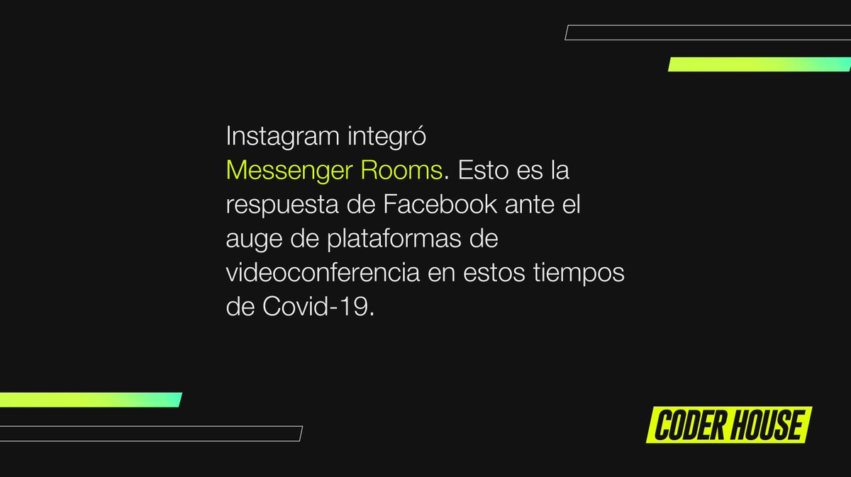 coderhouse's tweet image. #MessengerRooms - En cada sala de Messenger, pueden participar hasta 50 personas. Cualquiera puede unirse a una sala, aun si no tiene una cuenta de Facebook o de Instagram.
Aprendé a usarlo: <a style="text-decoration: none;" rel="nofollow" target="_blank" href="https://help.instagram.com/263064251400255?helpref=related">help.instagram.com/26306425140025…</a>