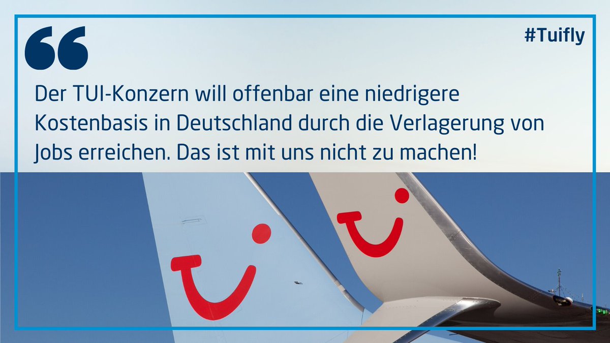 Arbeitsplatzabbau trotz Staatshilfen und angeblich guter Buchungslage: Mit uns nicht zu machen! Politik und Behörden dürfen hier nicht wegsehen!
#TUIfly <a href="/tj_tweets/">Thomas Jarzombek</a> @BMWi_Bund <a href="/NdsLandesReg/">Niedersächsische Landesregierung</a> <a href="/althusmann/">Bernd Althusmann</a>