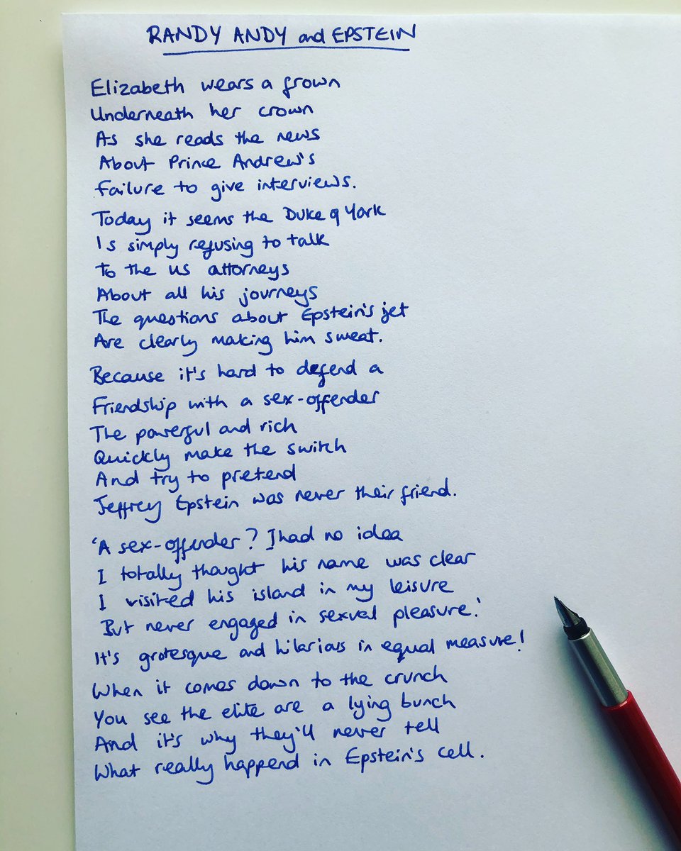 kingdomrhymes's tweet photo. Check out this poem book https://t.co/HH96VkFHrn. Today’s poem Randy Andy and Epstein #poetry #JeffreyEpsteindidntkillhimself #EpsteinIsland #TuesdayThoughts https://t.co/z3f1yqaOvQ