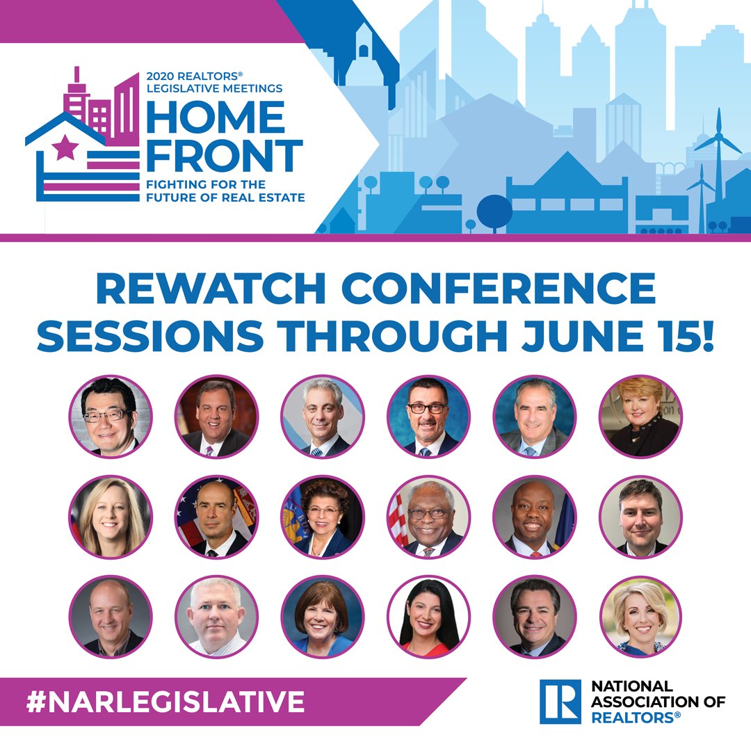 It's the final week to replay the #NARLegislative conference sessions on our virtual platform. Don't miss your chance to hear from NAR's 2020 Leaders, Brian Buffini, Lawrence Yun, government officials and more! ow.ly/7Vp050A2QMX
