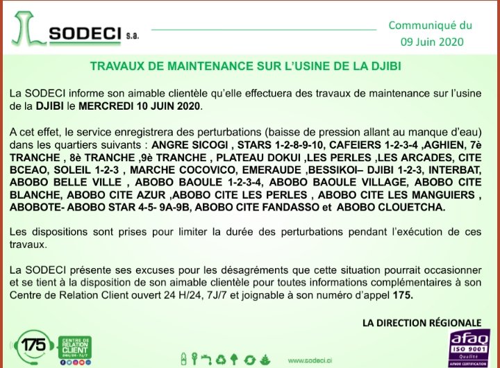 MichelGnable's tweet photo. #SODECI Travaux de Maintenance sur l'usine de la #Djibi 

Identifie tous tes proches qui résident la zone de la Djibi 🇨🇮 (Cocody Angré) https://t.co/RIRmW1SFFF