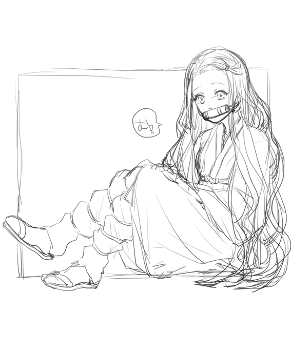 ねずこさんラフ。とにかく可愛くしたいので可愛く可愛くって思いながら描いてる。 