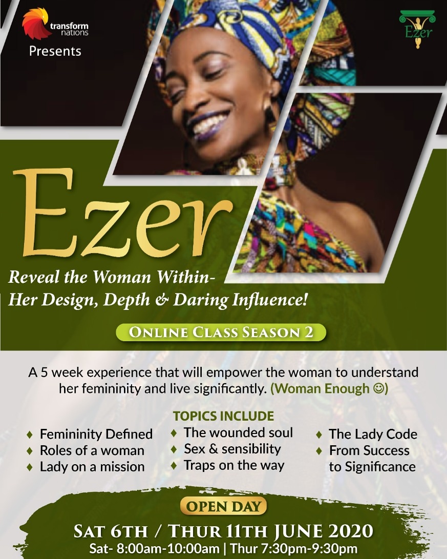 Ezer is for Women what Man Enough is for men. Launchrs happening this week on Thursday, 7:30pm-9:30pm and Saturday, 8:00am-9:00am. 
Ladies, take advantage of the program subsidy from sh23,000 to sh5,000.
Sign up via:bit.ly/EzerOnlineClas…
#Ezer #WomanEnough #ManEnough