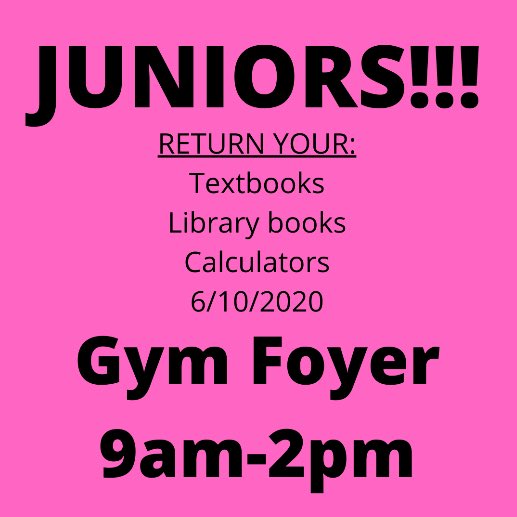GRHS_Stallions's tweet photo. Juniors!! You’re up for item return and locker pick-up tomorrow outside of the gym foyer from 9am-2pm. See you there!! 💚💙💚💙 https://t.co/9dI5xeRibH