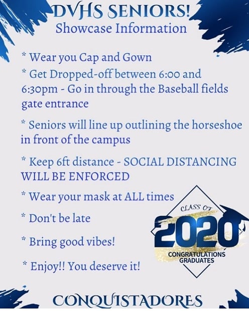 DVFootballOFOD's tweet photo. The 2020 DV Senior showcase today at 7pm! Come out and show your support to our senior class. #Seniorclass2020 #OFOD https://t.co/WMuyFFFu7f